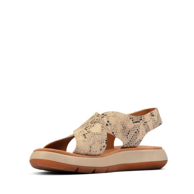 Women's Clarks Jemsa Cross Sandals Grey Brown Snake | CLK073UWP