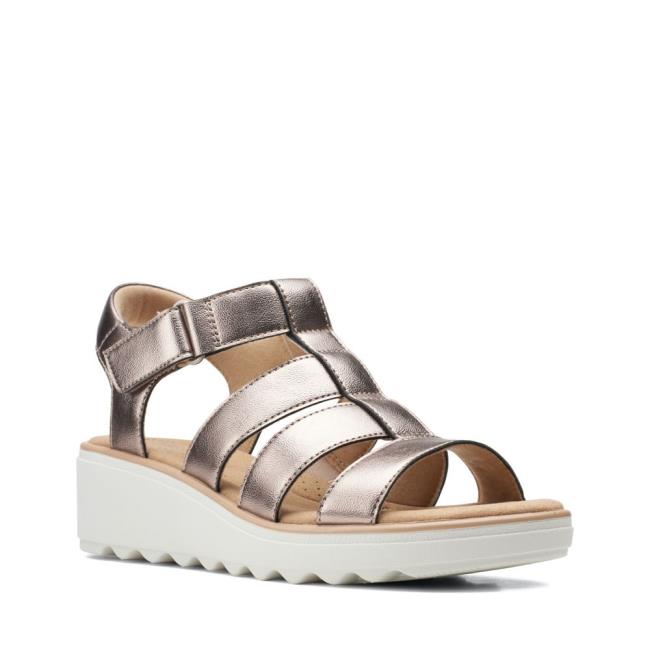 Women's Clarks Jillian Quartz Sandals Metal | CLK643LFR