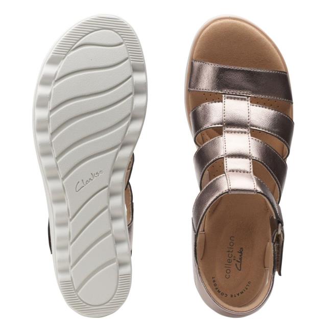 Women's Clarks Jillian Quartz Sandals Metal | CLK643LFR