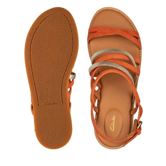 Women's Clarks Karsea Ankle Sandals Light Orange | CLK594JVN