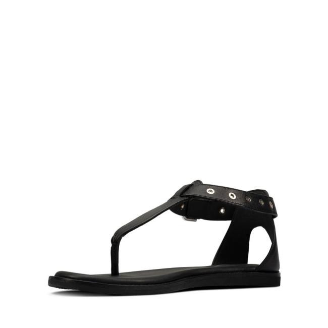 Women's Clarks Karsea Post Sandals Black | CLK864ENB