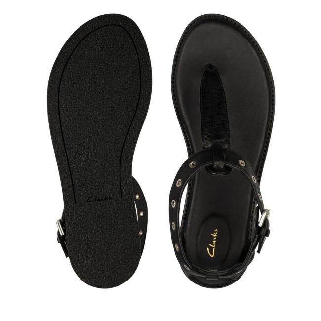 Women's Clarks Karsea Post Sandals Black | CLK864ENB