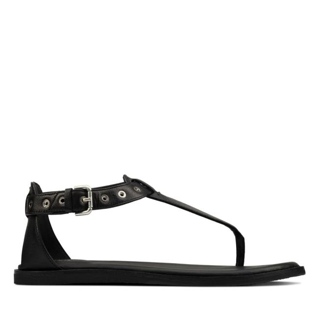 Women\'s Clarks Karsea Post Sandals Black | CLK864ENB