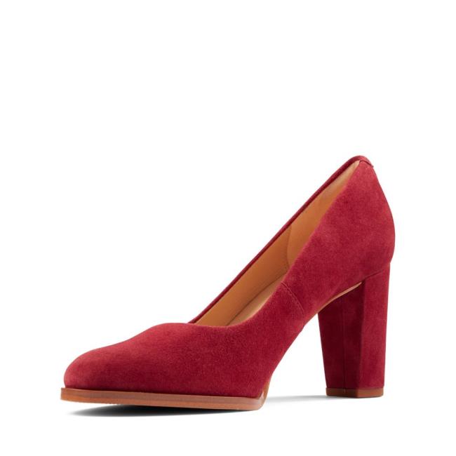 Women's Clarks Kaylin Cara 2 Heels Shoes Red | CLK281VZX