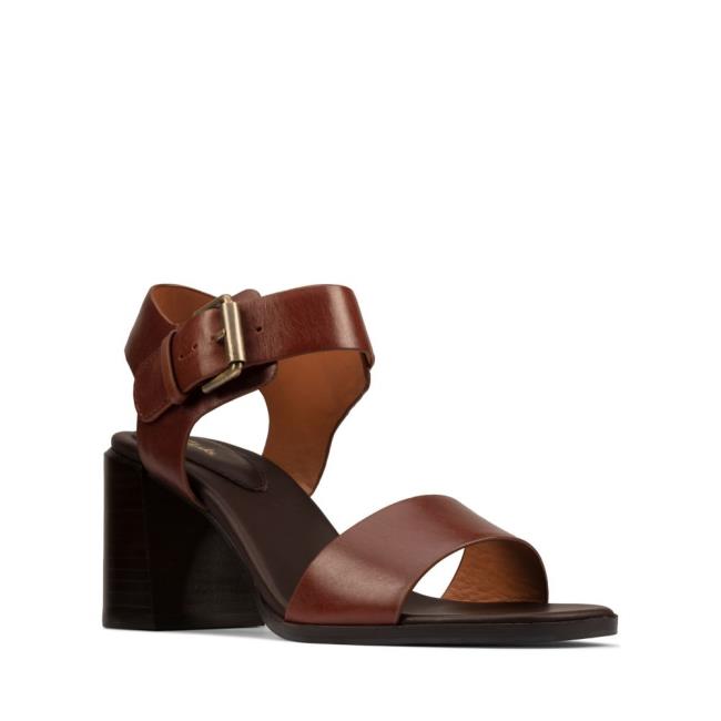 Women's Clarks Landra 70 Strap Sandals Dark Brown | CLK042CEB