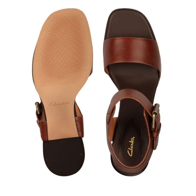 Women's Clarks Landra 70 Strap Sandals Dark Brown | CLK042CEB