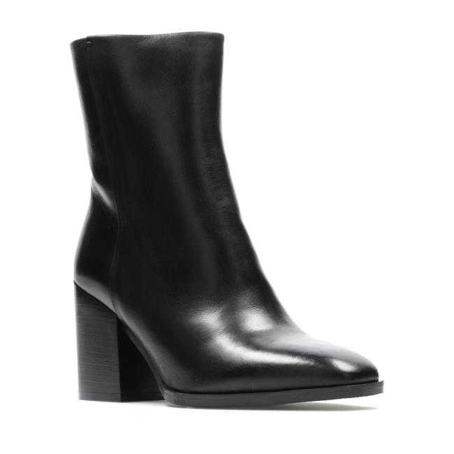 Women's Clarks Lydia Mid Heeled Boots Black | CLK812KRP