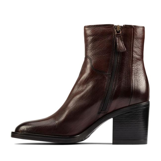 Women's Clarks Mascarpone 2 Go Heeled Boots Dark Brown | CLK643WST