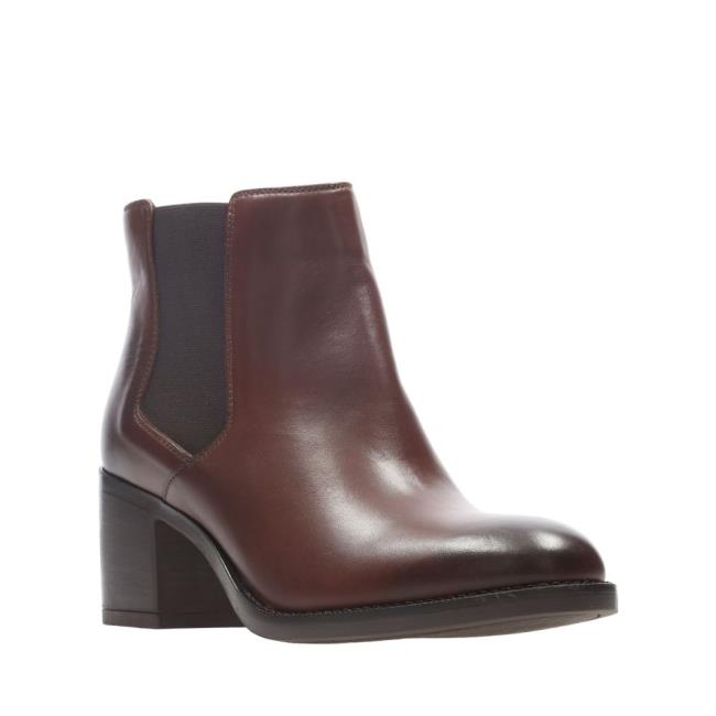 Women's Clarks Mascarpone Bay Heeled Boots Brown | CLK406CJB