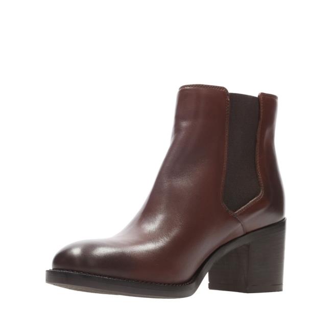 Women's Clarks Mascarpone Bay Heeled Boots Brown | CLK406CJB