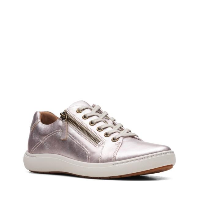 Women's Clarks Nalle Lace Sneakers Platinum | CLK702SEY