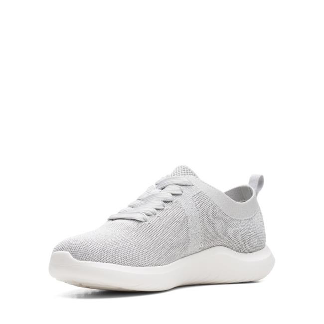 Women's Clarks Nova Glint Flat Shoes Light Grey | CLK879UPM