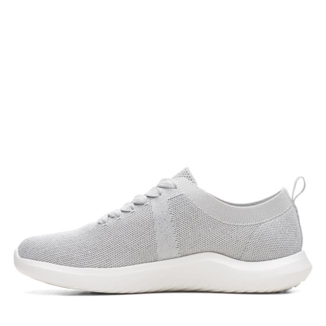 Women's Clarks Nova Glint Flat Shoes Light Grey | CLK879UPM