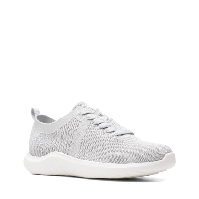 Women's Clarks Nova Glint Sneakers Light Grey | CLK597YAI