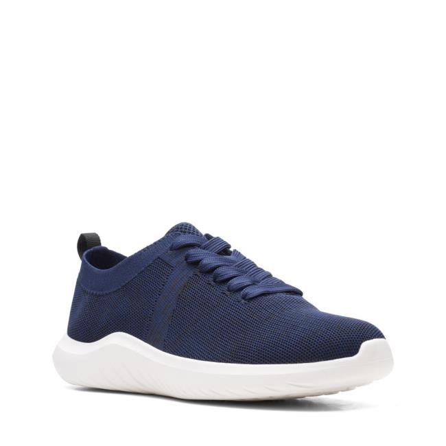 Women's Clarks Nova Glint Sneakers Navy | CLK215TGE