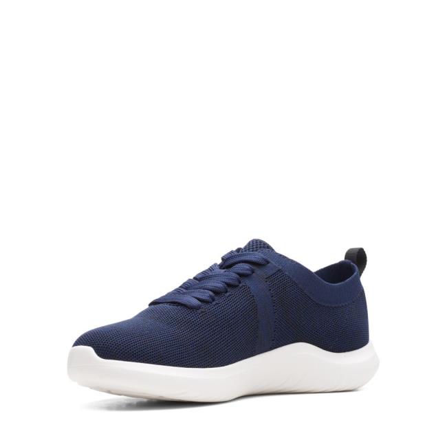 Women's Clarks Nova Glint Sneakers Navy | CLK215TGE