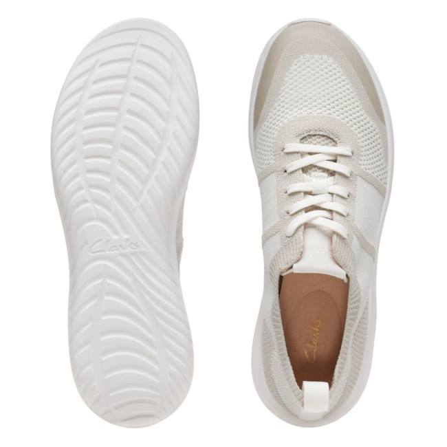 Women's Clarks Nova Lite Lace Sneakers White | CLK549OVR