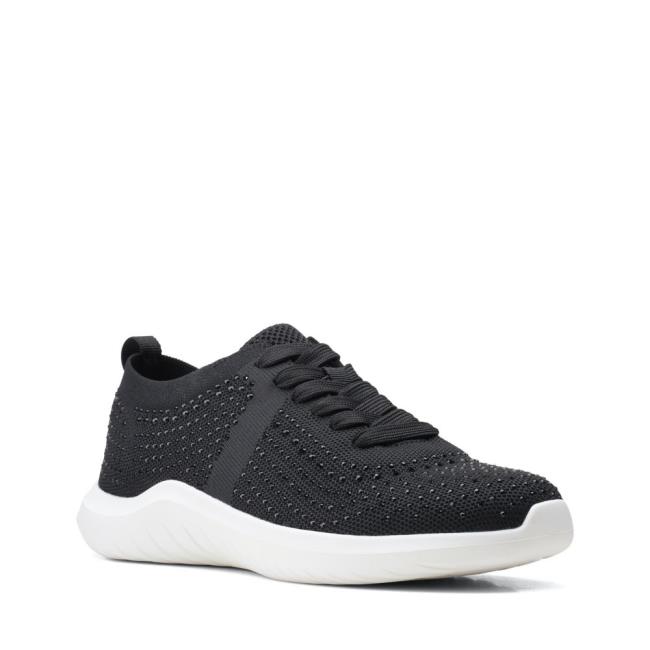 Women's Clarks Nova Spark Sneakers Black | CLK487KVF