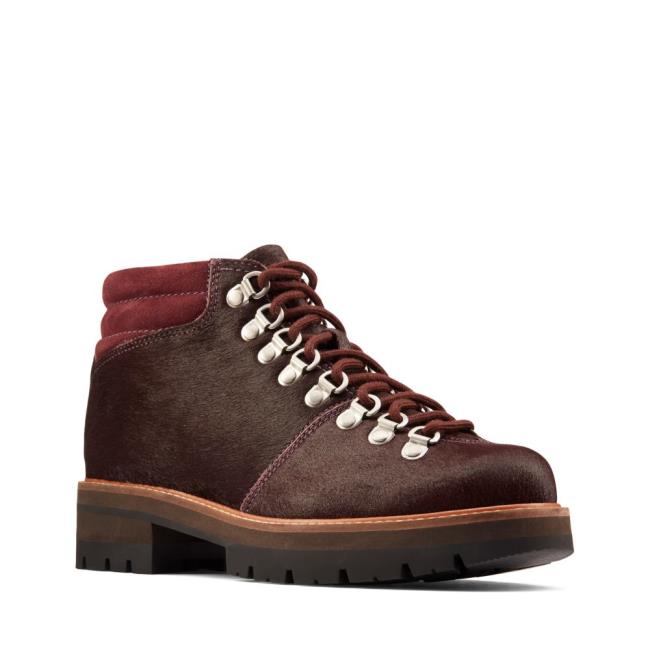 Women's Clarks Orianna Alpine Ankle Boots Burgundy | CLK187CXP