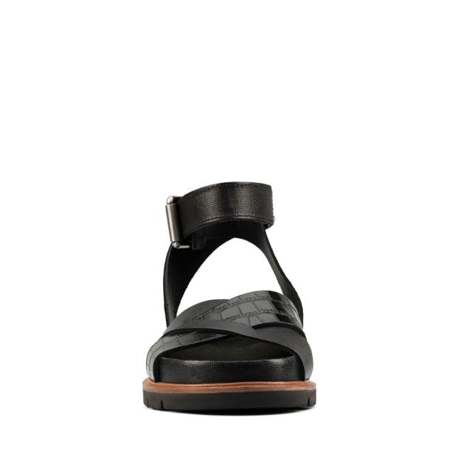 Women's Clarks Orianna Cross Sandals Black | CLK094BXQ