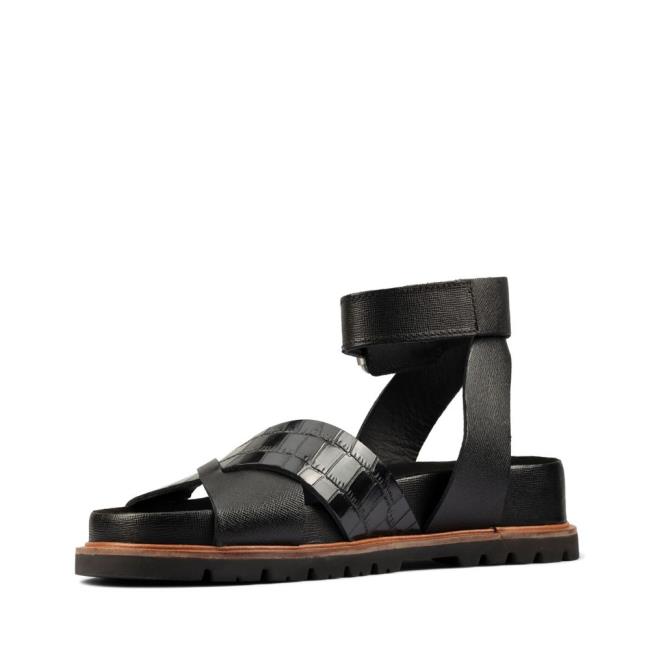 Women's Clarks Orianna Cross Sandals Black | CLK094BXQ