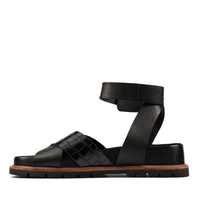 Women's Clarks Orianna Cross Sandals Black | CLK094BXQ