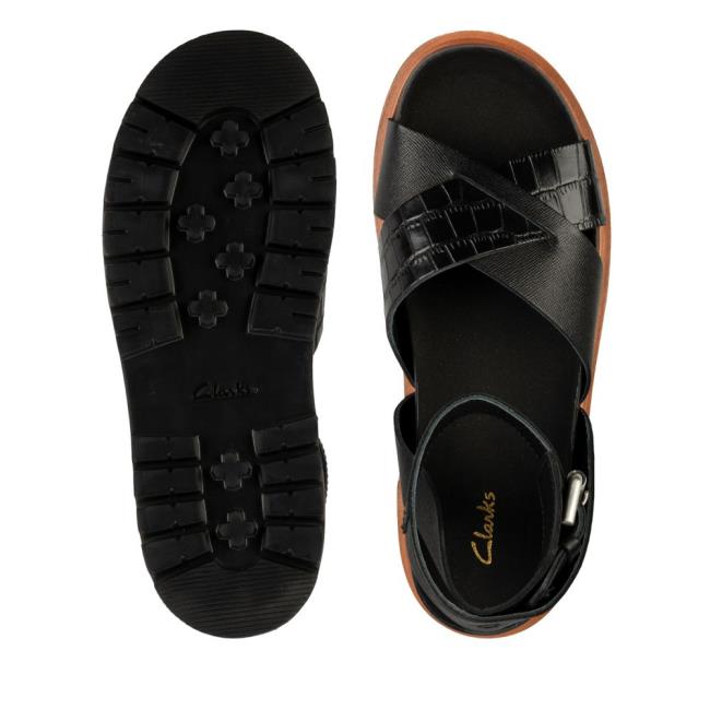 Women's Clarks Orianna Cross Sandals Black | CLK094BXQ