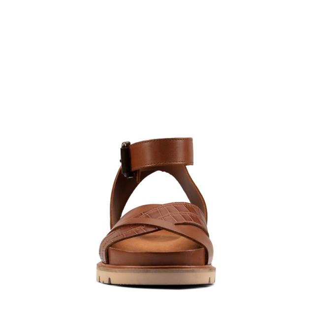 Women's Clarks Orianna Cross Sandals Dark Brown | CLK235WOT