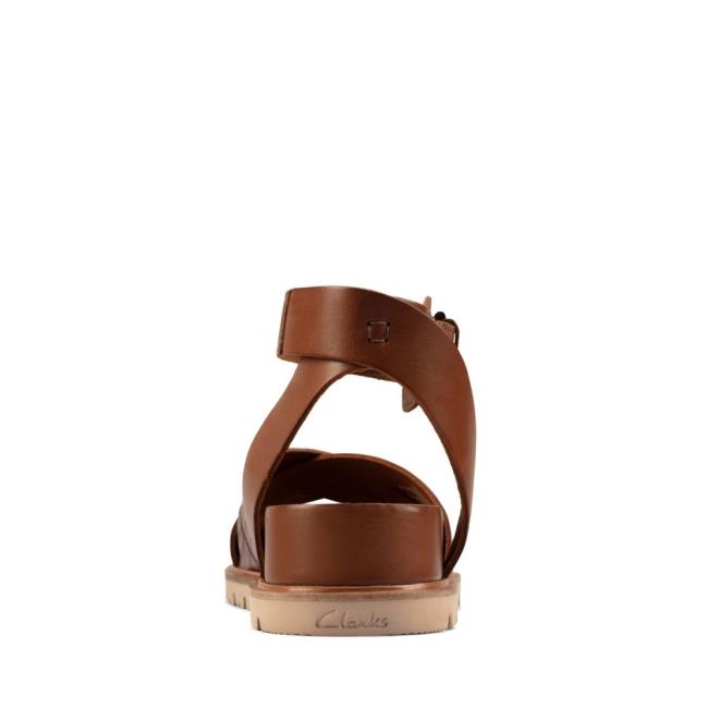 Women's Clarks Orianna Cross Sandals Dark Brown | CLK235WOT