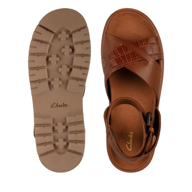 Women's Clarks Orianna Cross Sandals Dark Brown | CLK235WOT