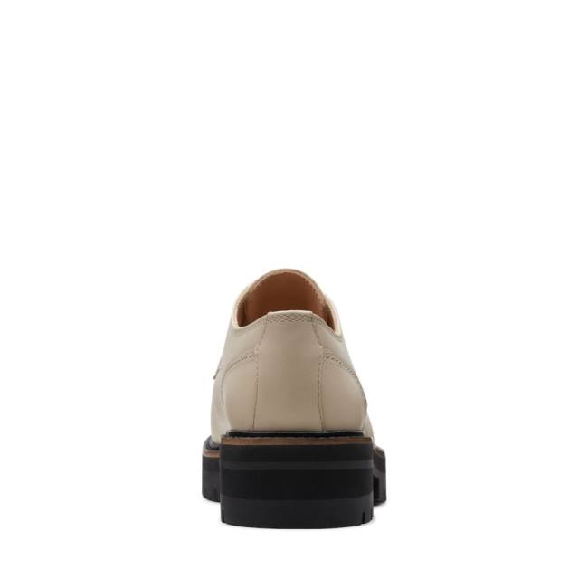 Women's Clarks Orianna Derby Flat Shoes Beige | CLK587MCJ