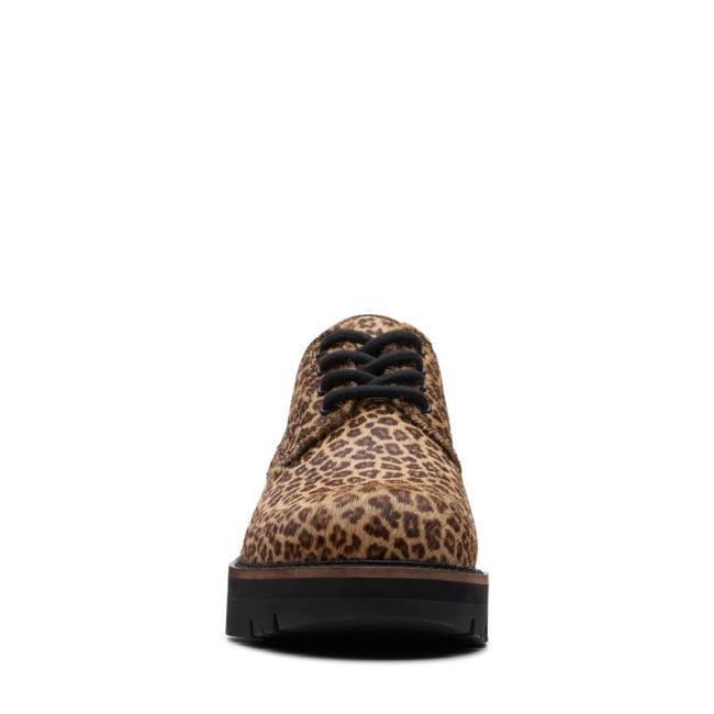 Women's Clarks Orianna Derby Flat Shoes Leopard | CLK753QSX