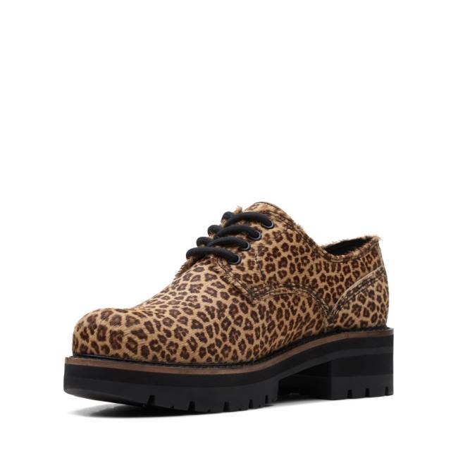 Women's Clarks Orianna Derby Flat Shoes Leopard | CLK753QSX