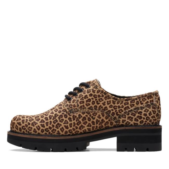 Women's Clarks Orianna Derby Flat Shoes Leopard | CLK753QSX