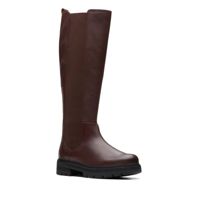 Women's Clarks Orianna Long Knee-high Boots Brown | CLK879ZUK