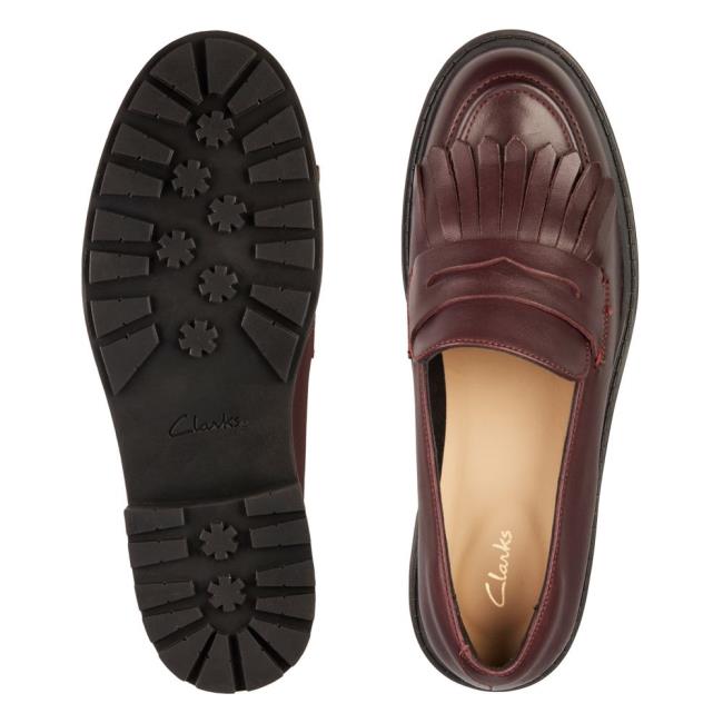 Women's Clarks Orinoco 2 Loafer Flat Shoes Burgundy | CLK381FCP