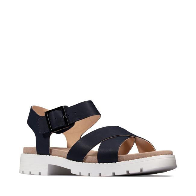 Women's Clarks Orinoco Strap Sandals Navy | CLK517HUY