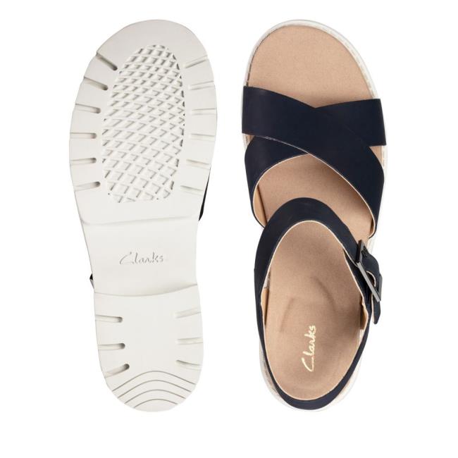 Women's Clarks Orinoco Strap Sandals Navy | CLK517HUY