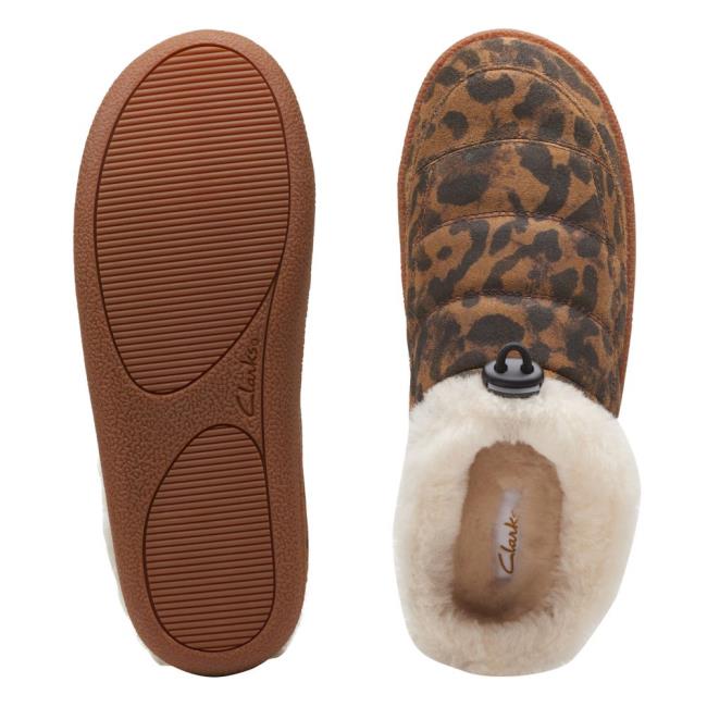 Women's Clarks Pilton Mule Slippers Leopard | CLK361GUX