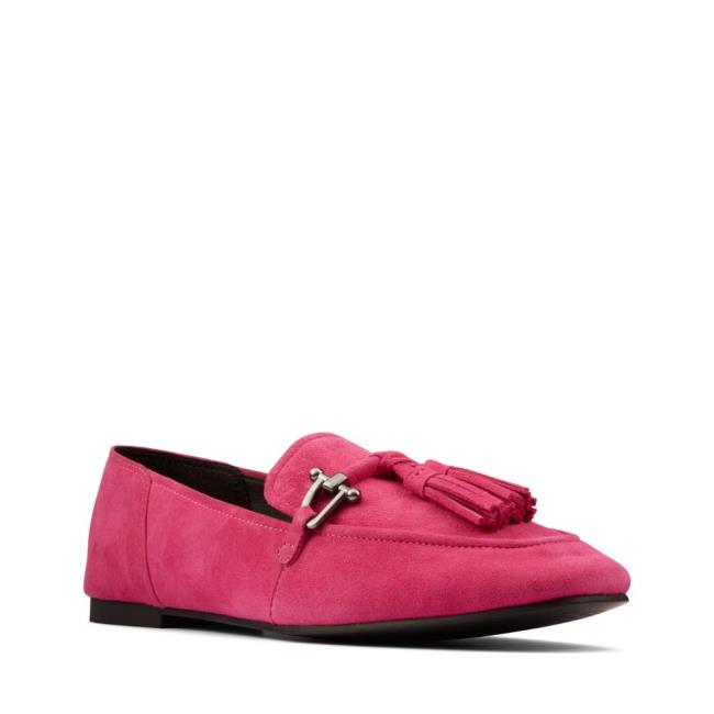 Women's Clarks Pure 2 Tassel Ballet Flats Pink | CLK126RIN