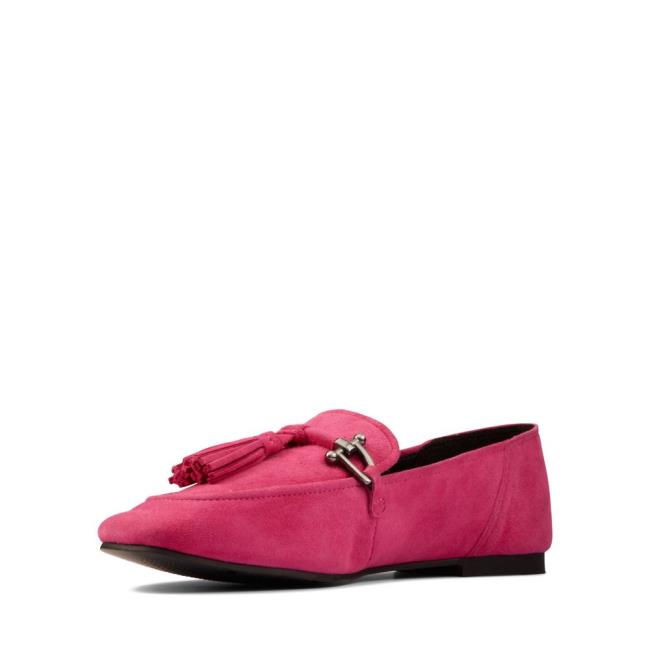 Women's Clarks Pure 2 Tassel Ballet Flats Pink | CLK126RIN