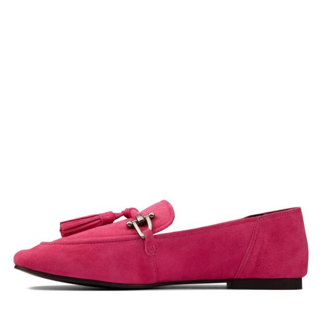 Women's Clarks Pure 2 Tassel Ballet Flats Pink | CLK126RIN