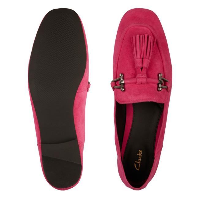 Women's Clarks Pure 2 Tassel Ballet Flats Pink | CLK126RIN