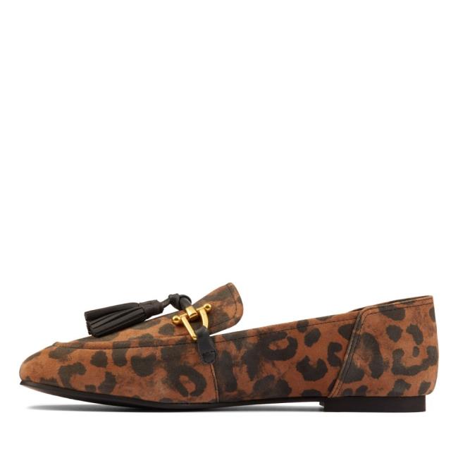 Women's Clarks Pure 2 Tassel Ballet Flats Leopard | CLK529SAP