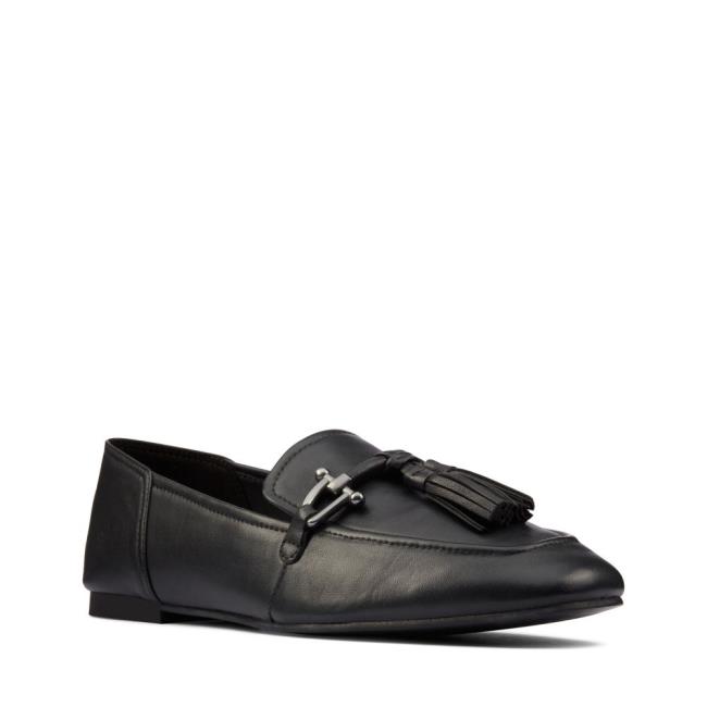 Women's Clarks Pure 2 Tassel Black Shoes Black | CLK759GAC