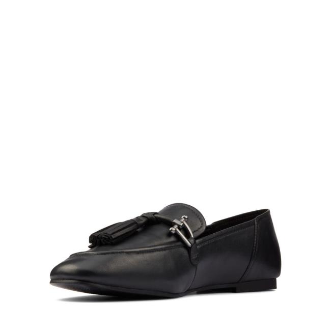 Women's Clarks Pure 2 Tassel Black Shoes Black | CLK759GAC