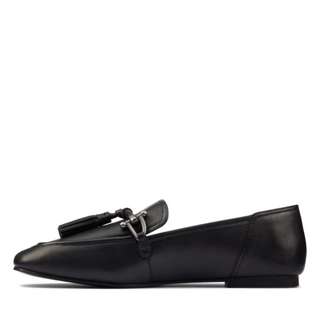 Women's Clarks Pure 2 Tassel Black Shoes Black | CLK759GAC