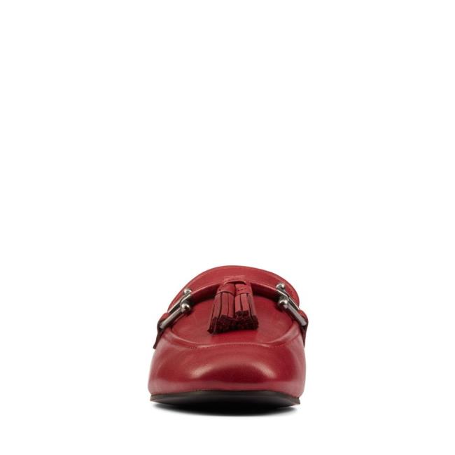 Women's Clarks Pure 2 Tassel Flat Shoes Red | CLK896VZP