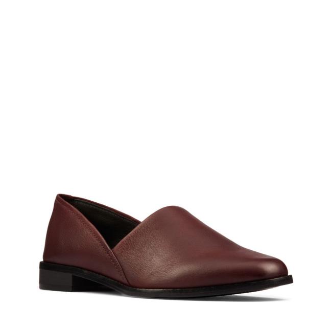 Women's Clarks Pure Easy Loafers Burgundy | CLK782XSU