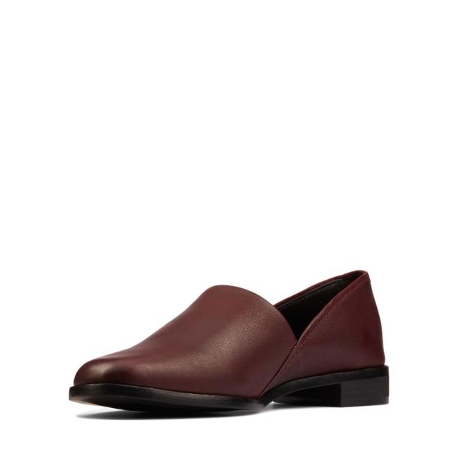 Women's Clarks Pure Easy Loafers Burgundy | CLK782XSU